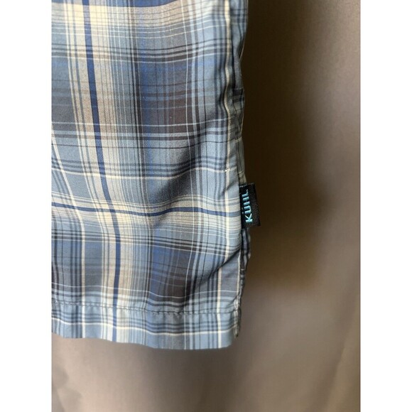 Kuhl Shirt Large Blue Plaid Button Up Short Sleeve Mountain Grown Outdoor Pocket - Picture 7 of 12